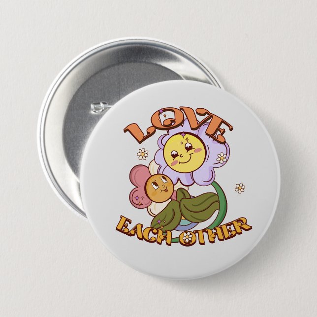 Liebe - Niedliche und lebendige Blume Button (Vorne & Hinten)