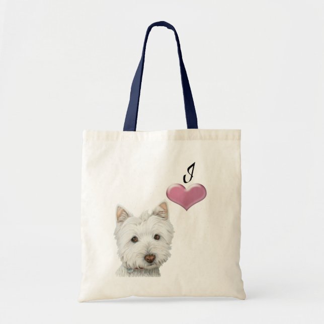 Liebe niedliche Westie Hundekunst mit Herzen 3D Tragetasche (Vorne)