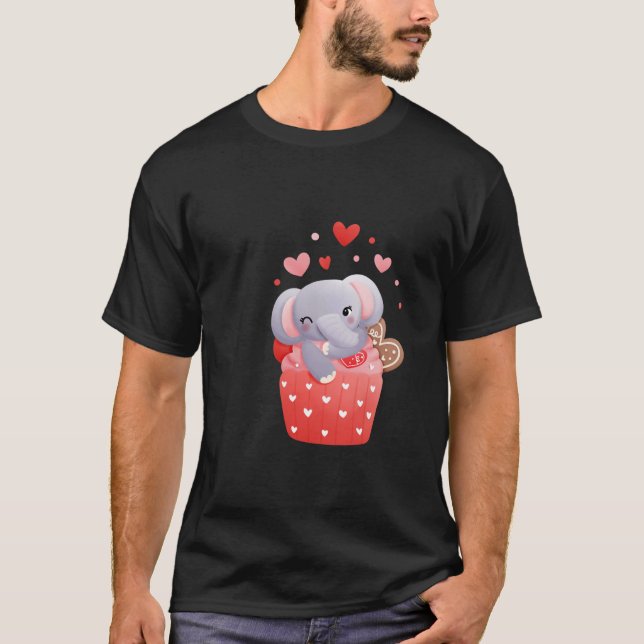 Liebe niedlicher Valentinelefant T-Shirt (Vorderseite)