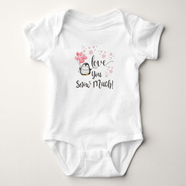 Liebe - Niedlicher Valentinpinguin Personalisiert Baby Strampler (Vorderseite)