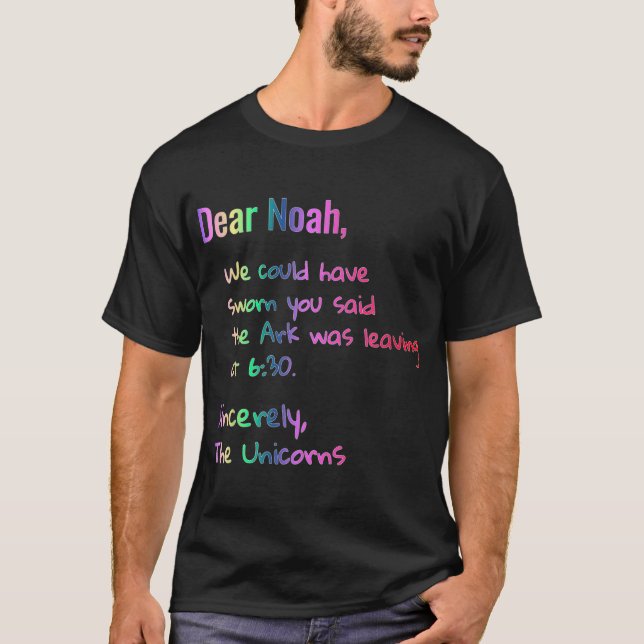 Liebe Noah Ark verlassend Unicorns T-Shirt Funny C (Vorderseite)