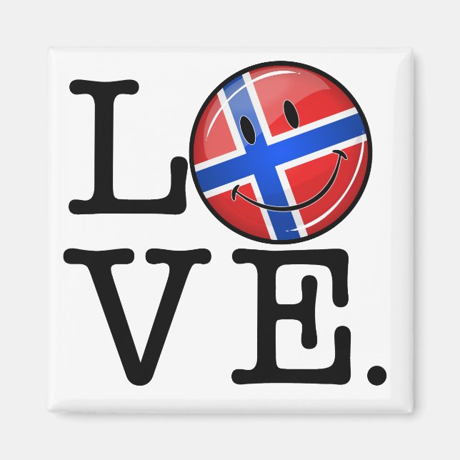 Liebe Norwegen lächelnde Flagge Magnet (Vorne)