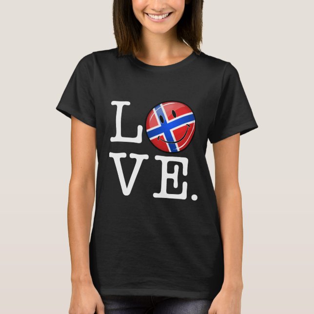 Liebe Norwegen lächelnde Flagge T-Shirt (Vorderseite)