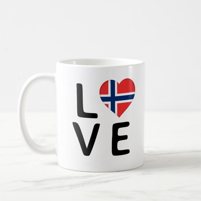 Liebe - Norwegische Flagge Kaffeetasse (Links)