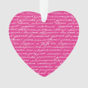 Liebe Note Handwriting Pink Heart Valentine Messag Ornament