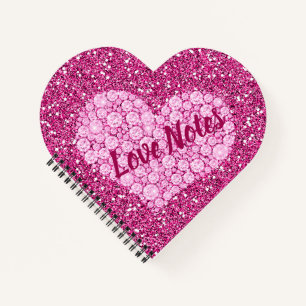 Liebe Notes Pink Diamond Heart Imitate Glitzer Notizbuch