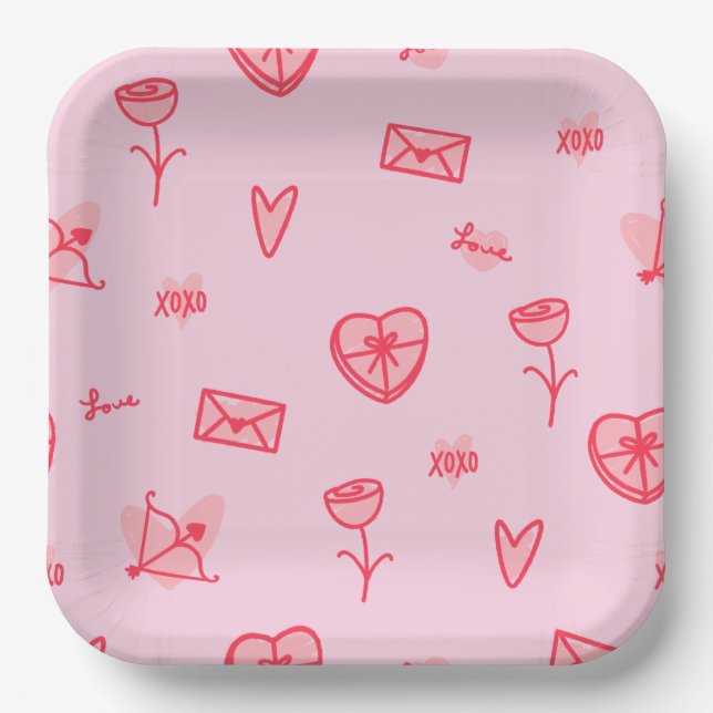 Liebe Notizen & Sweet Leckereien Valentine's Paper Pappteller (Vorderseite)