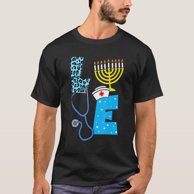 Liebe Nurse Hanukkah Jüdische Nursen Chanukah PJs  T-Shirt (Vorderseite)