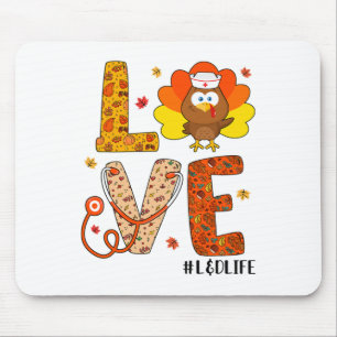 Liebe Nurse Life Fall Land Nurse Türkei Thanksgivi Mousepad