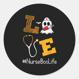 Liebe Nurse Life Leopard und Boo Sheet Halloween Runder Aufkleber