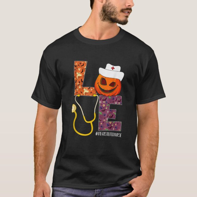 Liebe Nurse Life Nurse Halloween Pumpkin T-Shirt (Vorderseite)