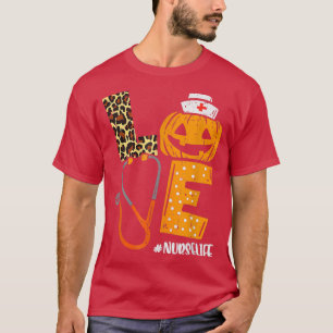 Liebe Nurse Life Pumpkin Leopard Erntedank Hallo T-Shirt