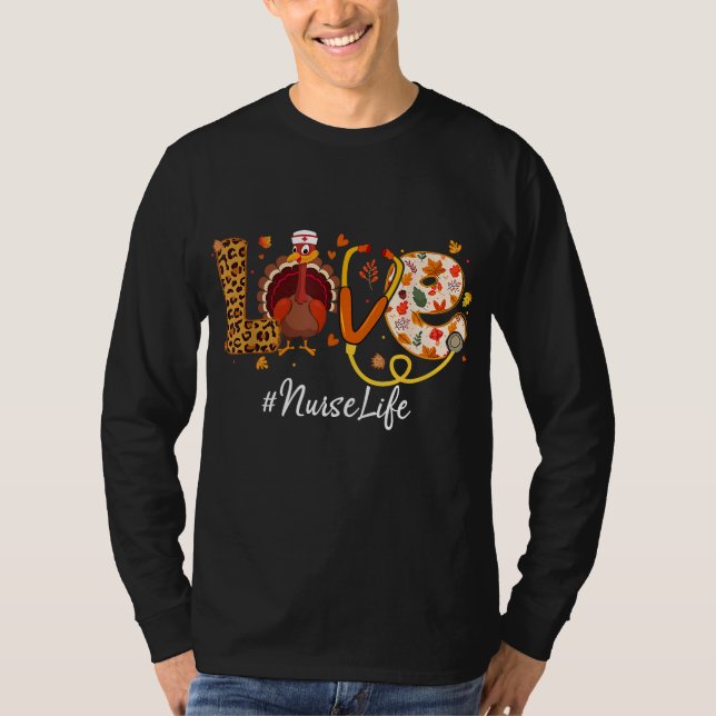 Liebe Nurse Life Türkei Funny Nursing Erntedank T-Shirt (Vorderseite)
