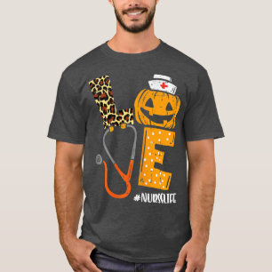 Liebe Nurse Pumpkin Leopard Fall Halloween T T-Shirt