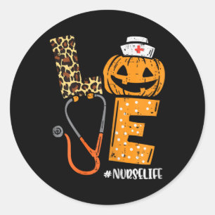 Liebe Nurse Pumpkin Leopard Fall Halloween Thanksg Runder Aufkleber