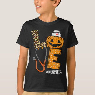Liebe Nurse Pumpkin Leopard Fall Halloween Thanksg T-Shirt