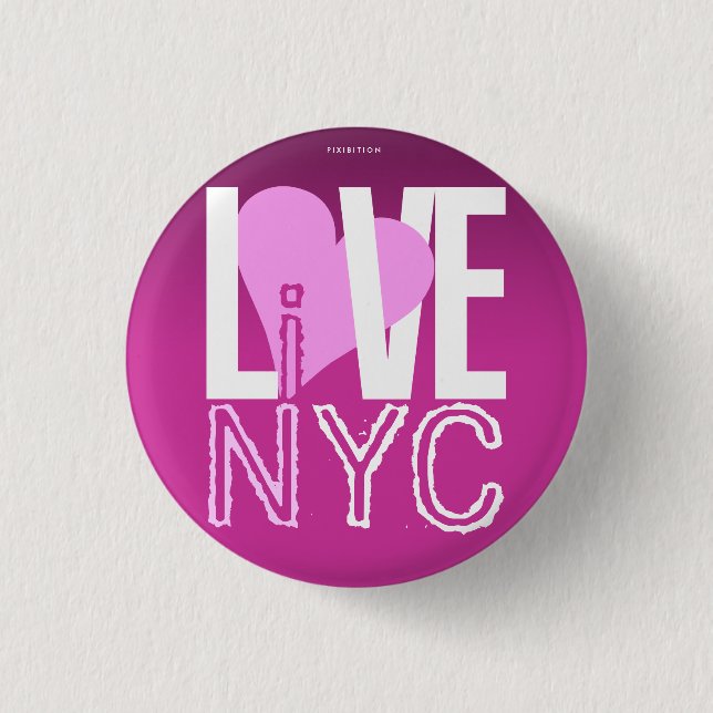 Liebe NYC leben im NYC Knopf-Rosa Button (Vorderseite)