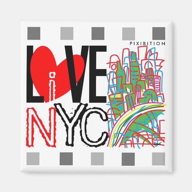 Liebe NYC & Live in NYC Square Magnet (Vorne)