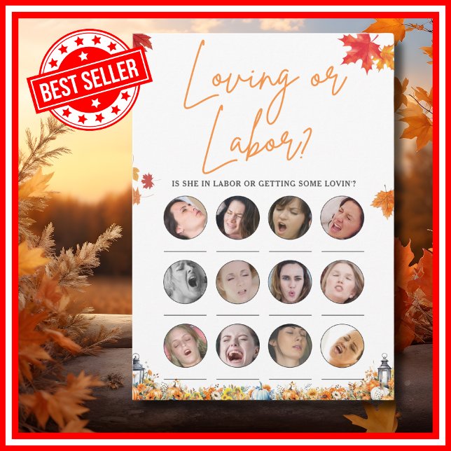 LIEBE ODER ARBEITSKRÄFTE Kinderdusche Spiel KLEINE Einladung (LOVING OR LABOR Easy Baby Shower Game A Little Pumpkin is on the Way Fall Autumn Theme)