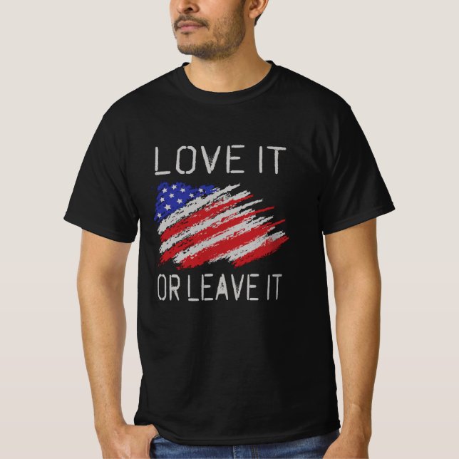 Liebe oder verlass der USA-Flagge T-Shirt (Vorderseite)