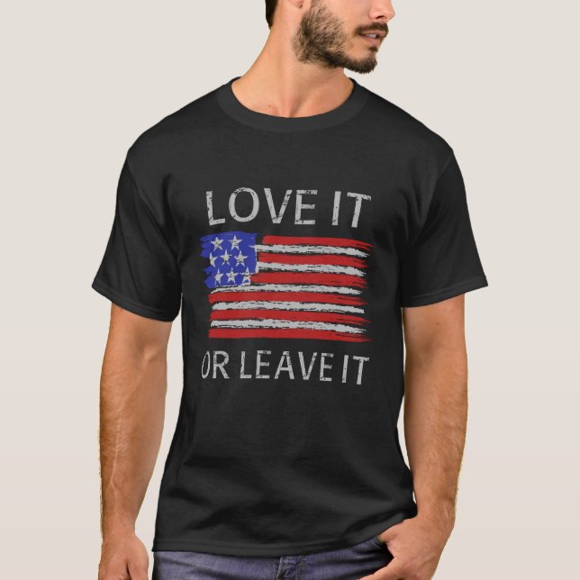 Liebe oder verlass der USA-Flagge T-Shirt (Vorderseite)