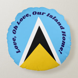 Liebe Oh Liebe Saint Lucia Anthem Blue Typografi Rundes Kissen