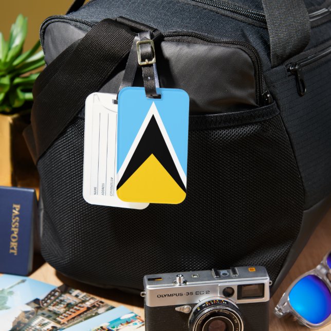 Liebe Oh Liebe | Saint Lucia Flag Anthem Blauer Te Gepäckanhänger (Vorderseite & Rückseite)