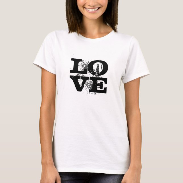 LIEBE Ölfeld (schwarze Beschriftung) T-Shirt (Vorderseite)