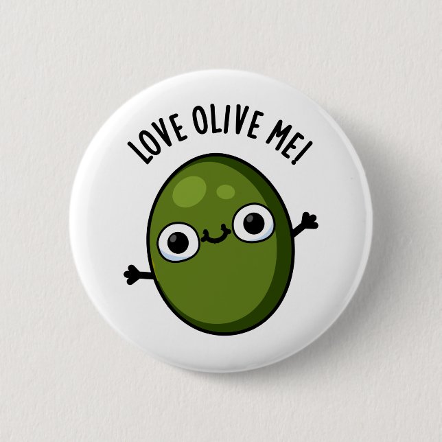 Liebe Olive Me Funny Food Puff Button (Vorderseite)