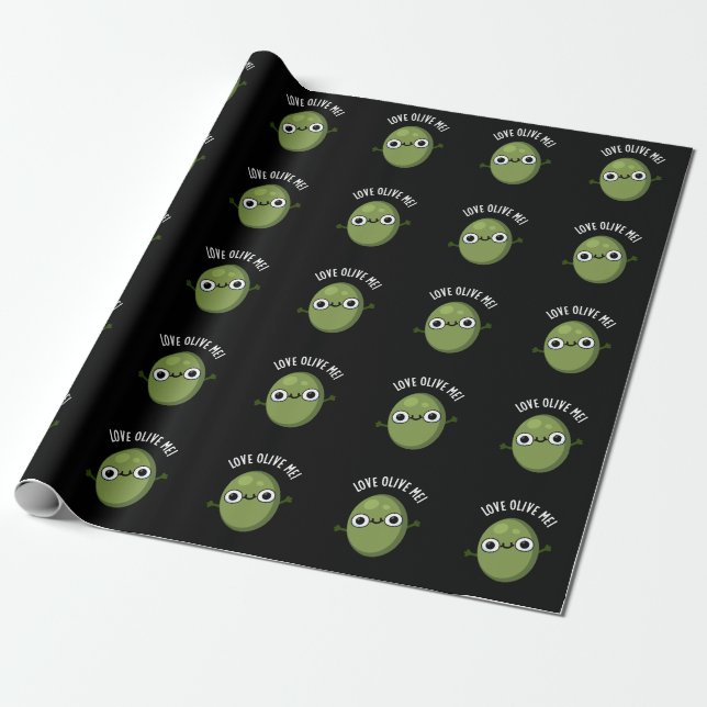 Liebe Olive Me Funny Food Puff Dark BG Geschenkpapier (Ungerollt)