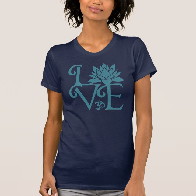 Liebe-OM-Namaste Racerback aquamarin u. dunkelblau T-Shirt (Vorderseite)