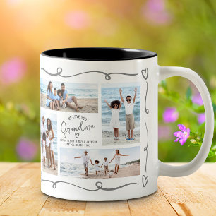 Liebe Oma 4 Foto Handgezeichnete Graue Kritzeleien Zweifarbige Tasse