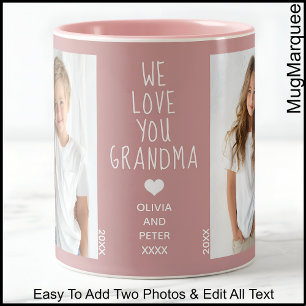 Liebe Oma, Benutzerdefinierter Text, Staubrose C91 Zweifarbige Tasse