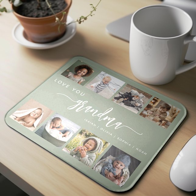 Liebe Oma, Hellgrünes Foto-Kollage-Mauspad Mousepad (Von Creator hochgeladen)