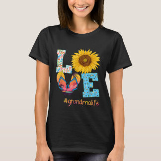LIEBE Oma Life Flip Flops Hippie Sonnenblume Summe T-Shirt
