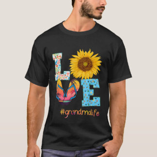 LIEBE Oma Life Flip Flops Hippie Sonnenblume Summe T-Shirt