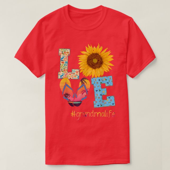 LIEBE Oma Life Flip Flops Sonnenblumen Sommermonat T-Shirt (Design vorne)