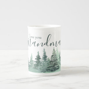 Liebe Oma Wasserfarbe Grüner Winterwald Prozellantasse