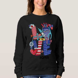 Liebe Op Leben Stethoskop Feuerwerk USA-Flagge 4. Sweatshirt