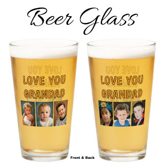 Liebe Opa 6 Fotos orange Bier Glas