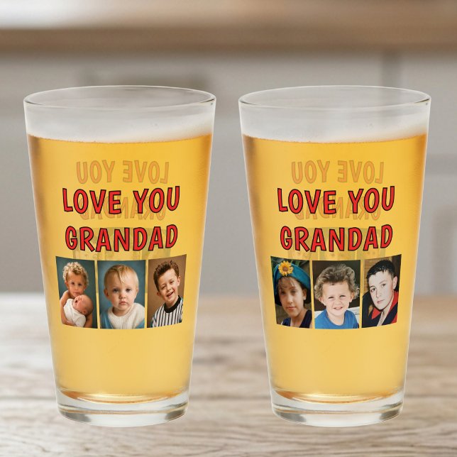 Liebe Opa 6 Fotos rotes Bier Glas (Von Creator hochgeladen)