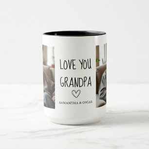Liebe Opa Fotocollage Schwarzes Herz Weiß Tasse