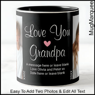 Liebe Opa, Geburtstag, Text Foto, Schwarz C00 Zweifarbige Tasse