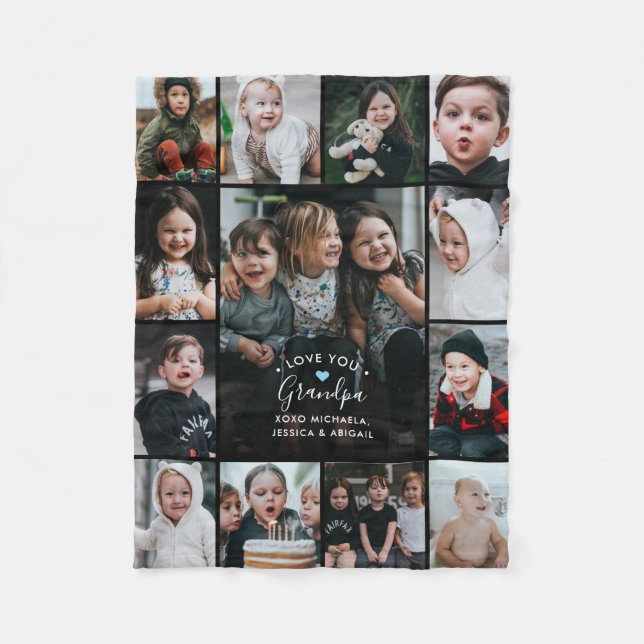 Liebe Opa/Grampa/andere FotoCollage Fleecedecke (Vorderseite)