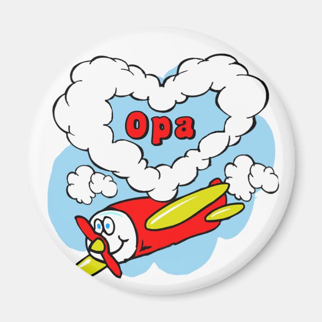Liebe Opa Kids Flugzeug Magnet (Vorne)