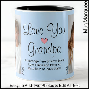 Liebe Opa, Nachricht & Fotos, Blau C45 Zweifarbige Tasse