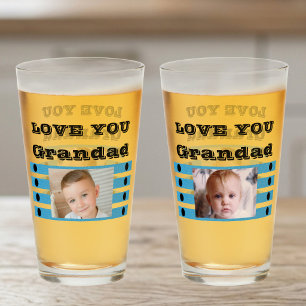Liebe Opa zwei Fotos schwarz blau Bier Glas