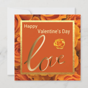 Liebe Orange Rose Gold Happy Valentines Day Card