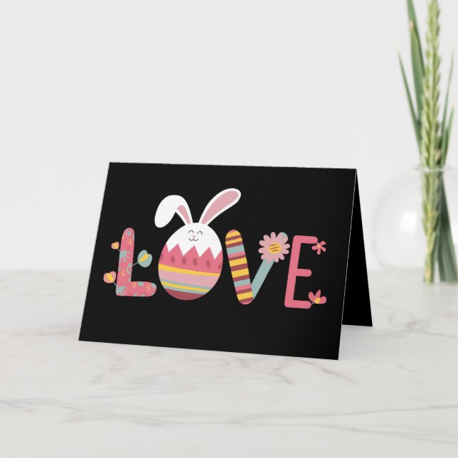 Liebe Ostereier Rabbit Niedlich Bunny Dankeskarte (Vorderseite)