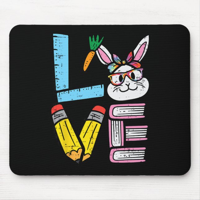 Liebe Osterhase Lehrer Süßer Hase Frühling Schule Mousepad (Vorne)